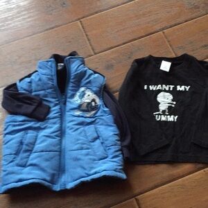 Two Long Sleeve Tops, Puffer Vest -  18-24 Months